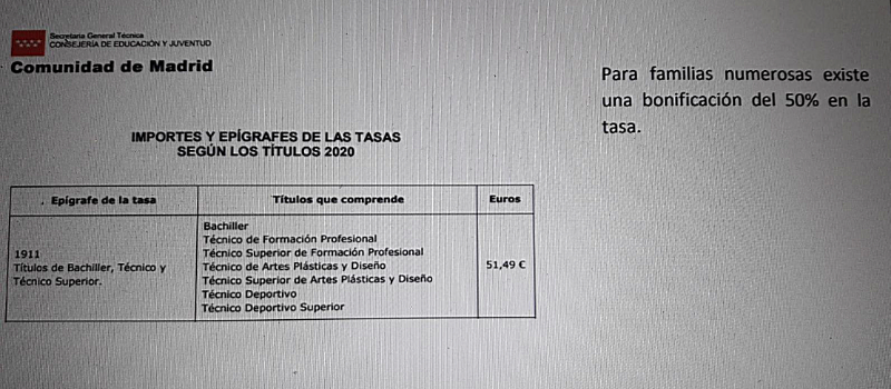 tasas examen selectividad donde pagar y cuanto